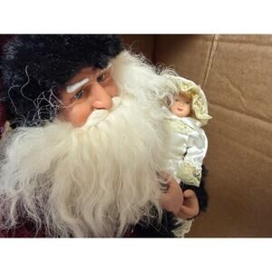 Handcrafted 15 inch Santa’s Workshop Santa Figure with child with original box!
